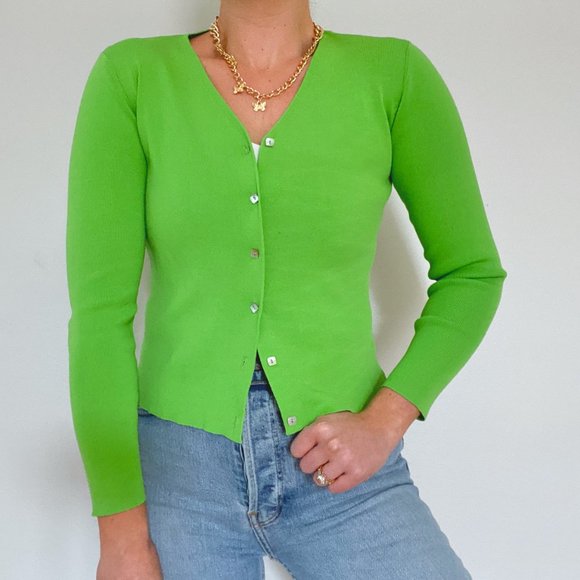 Lime Green Cardigan - Picture 5 of 8